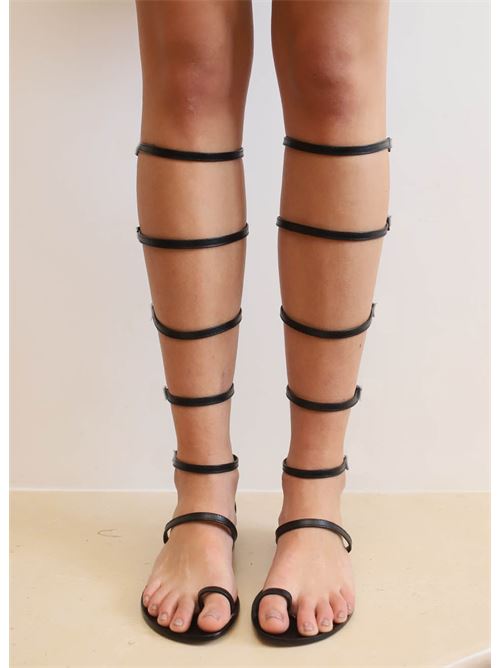 Leather lace up black  sandals Da Costanzo | STIVALENERO